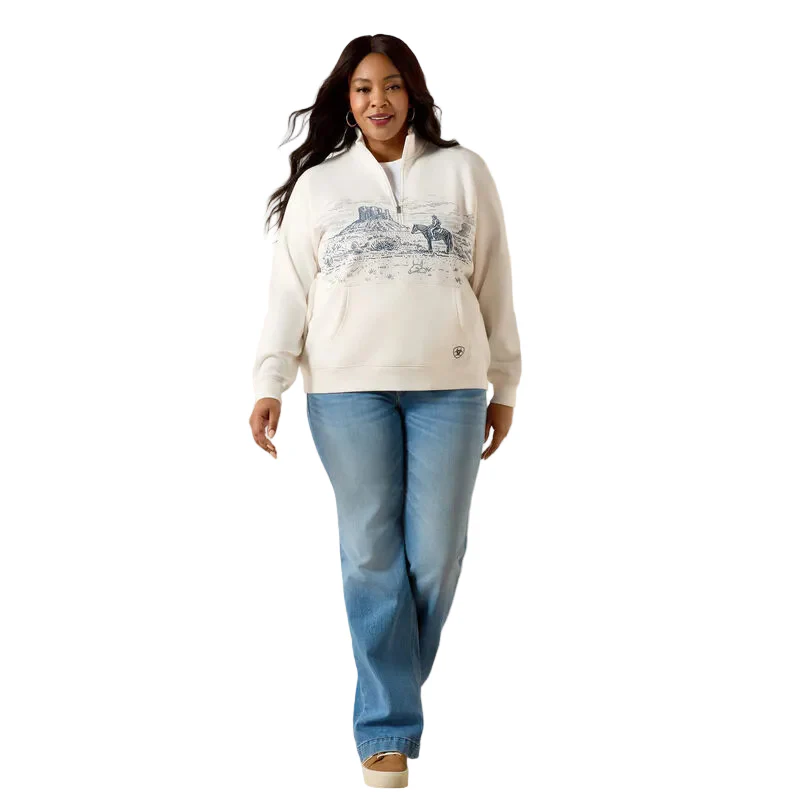 Ariat Women's Traveler 1/2 Zip Long Sleeve Sweatshirt - Sea Salt