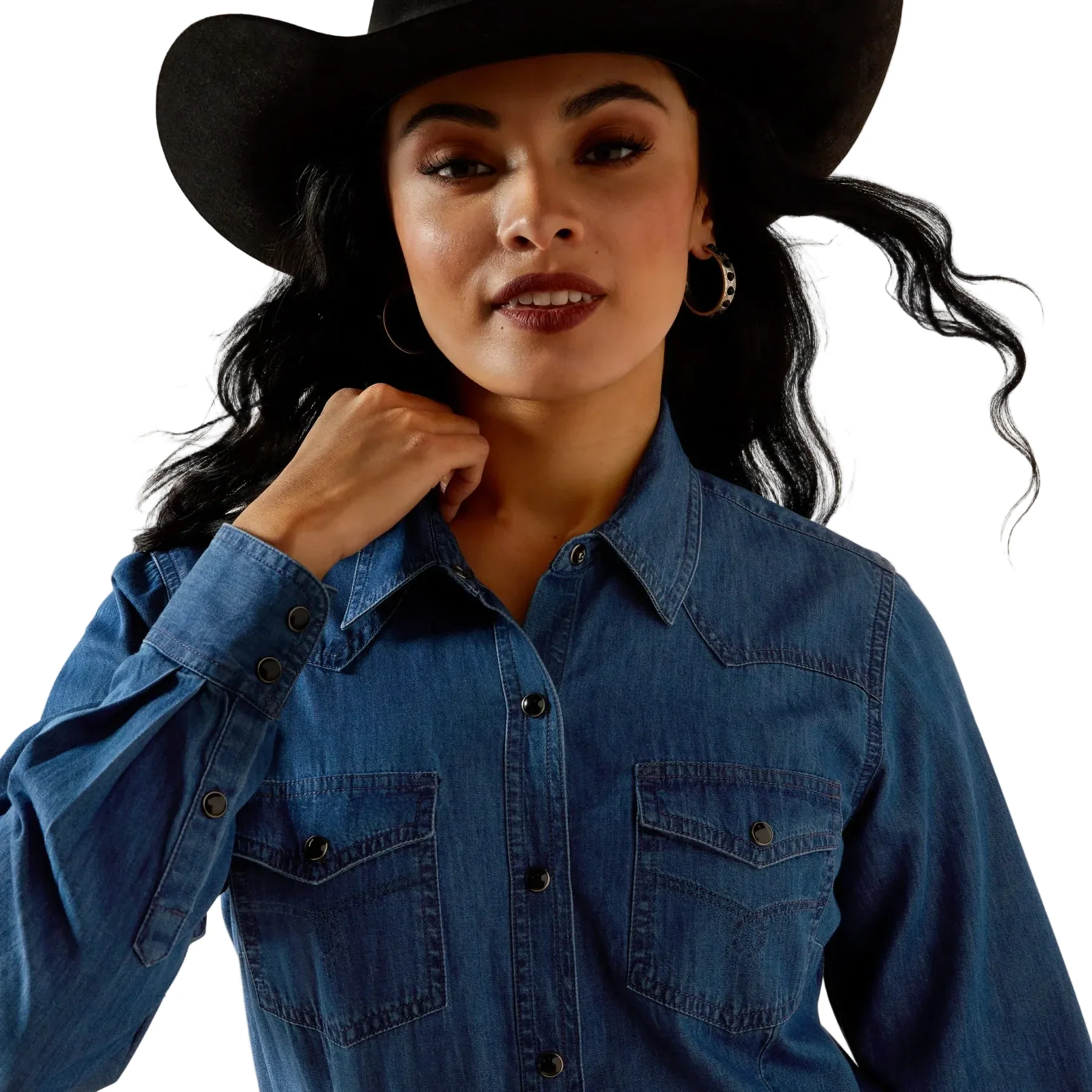 Ariat Women's True Blue Long Sleeve Shirt - Vintage Indigo - Image 3