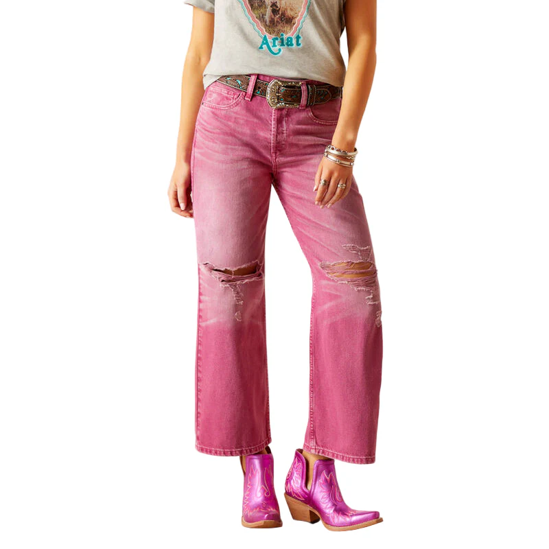 Ariat Women's Ultra High Rise Tomboy Wide Jeans - Pink
