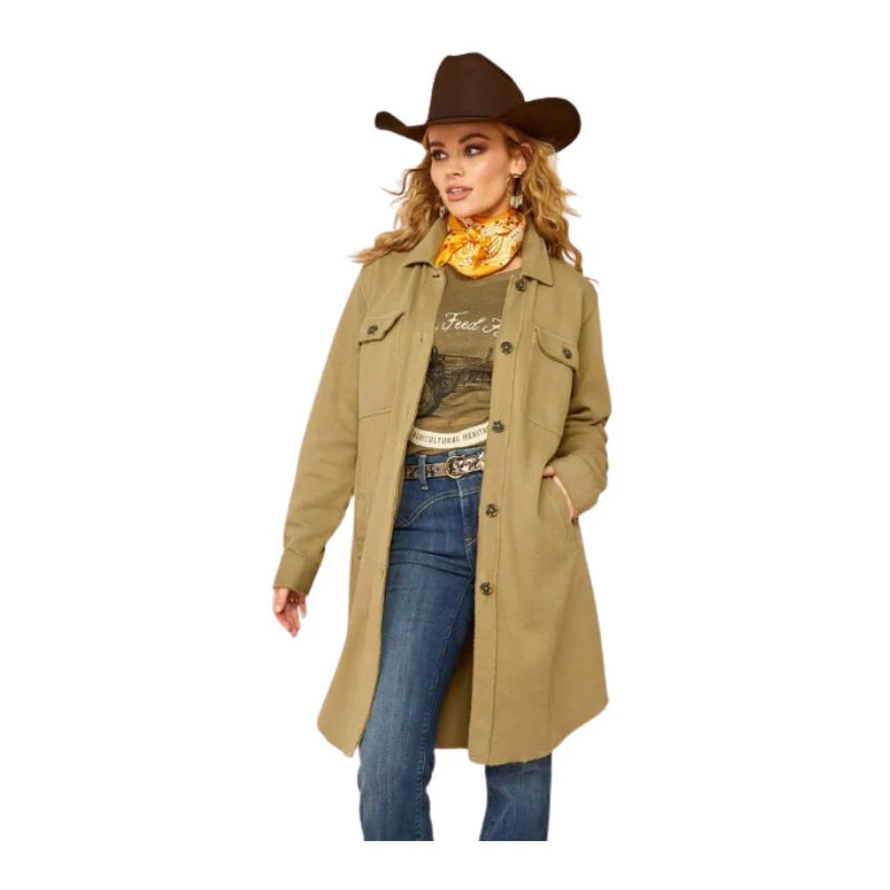 Ariat Women's Vagabond Long Shirt Duster - Burnt Olive - Image 3