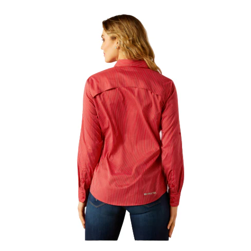 Ariat Women's VentTEK Long Sleeve Shirt - Equestrian Red Stripe - Image 2