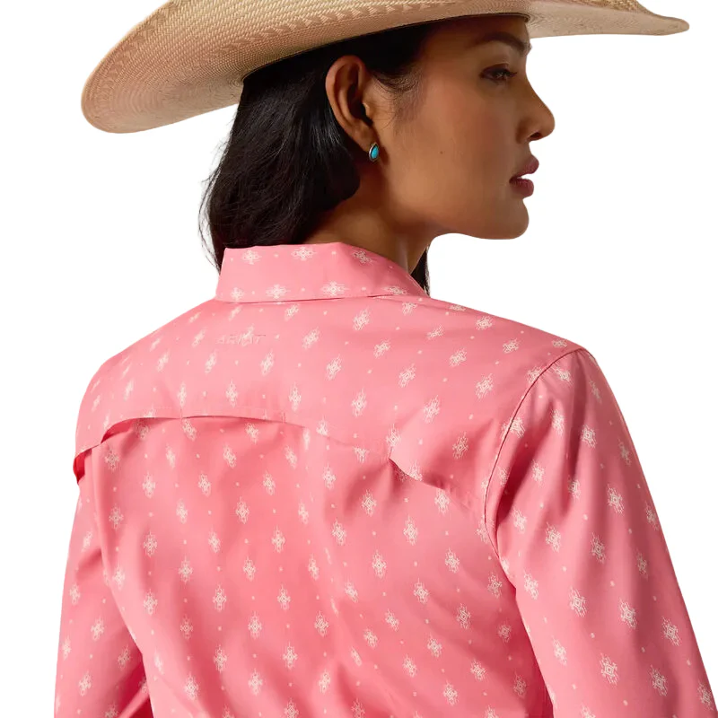 Ariat Women's VentTek Long Sleeve Shirt - Sun Kissed Coral Print - Image 3