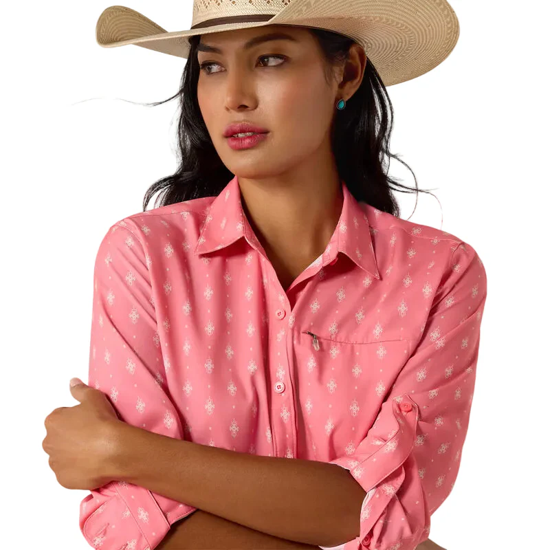 Ariat Women's VentTek Long Sleeve Shirt - Sun Kissed Coral Print - Image 5