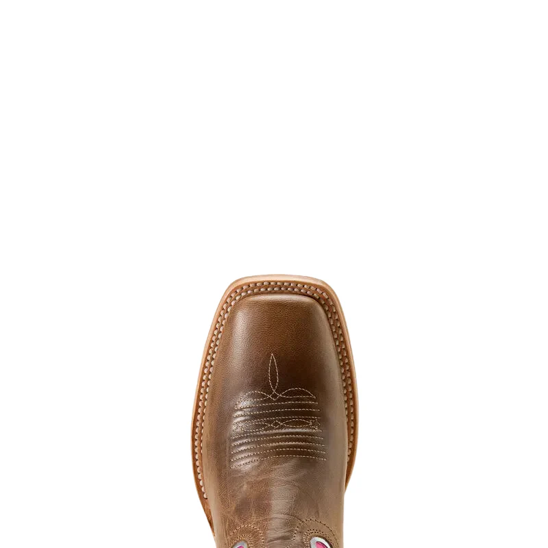 Ariat Women's Riata Wide Square Toe Western Boot - Fawn/Knockout Pink - Image 5