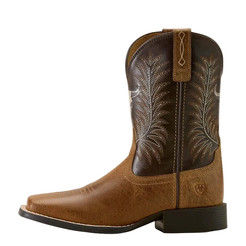 Ariat Youth Stampede Wide Square Toe Western Boot - Desert Brown - Image 3