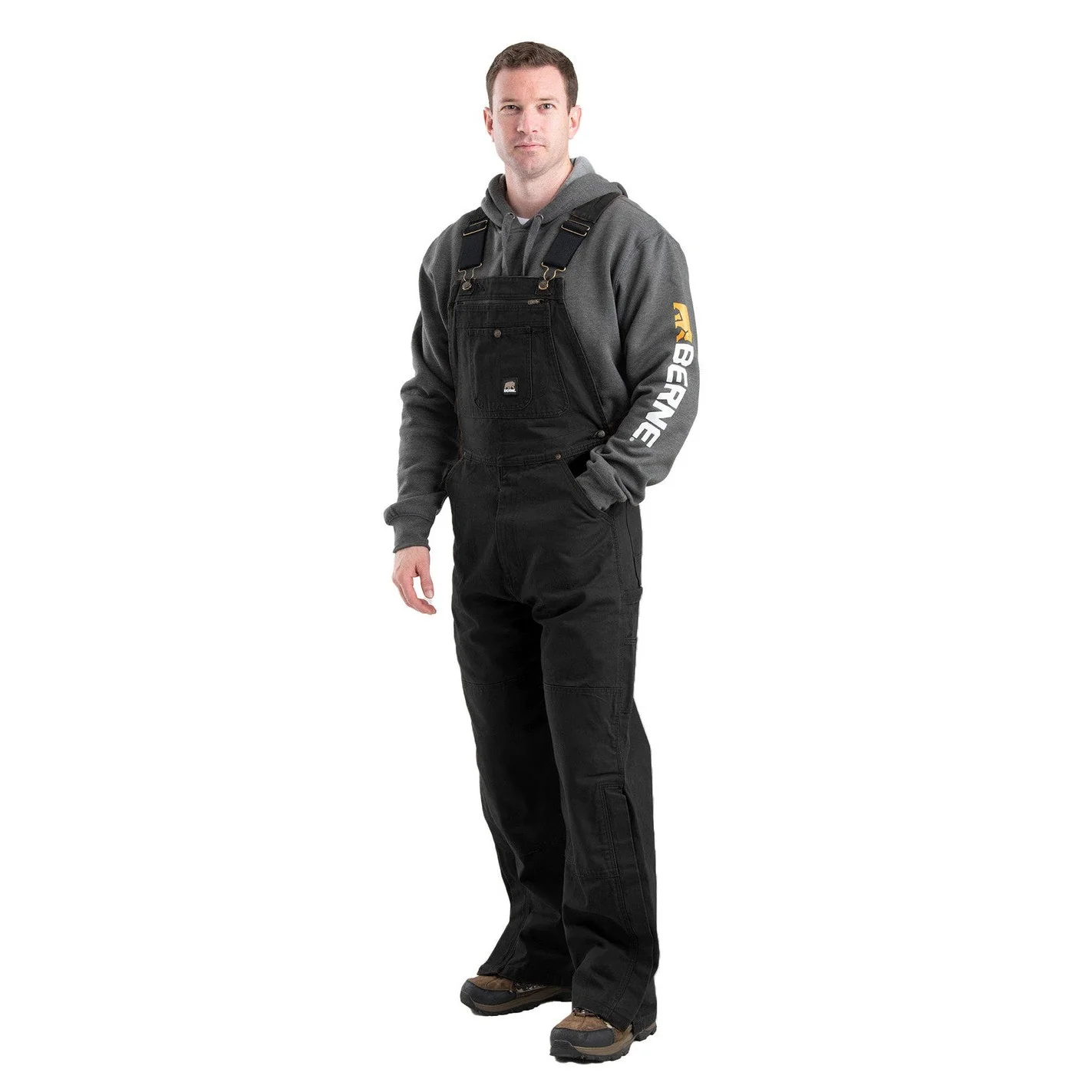 Berne Unlined Washed Duck Bib Overalls - Black