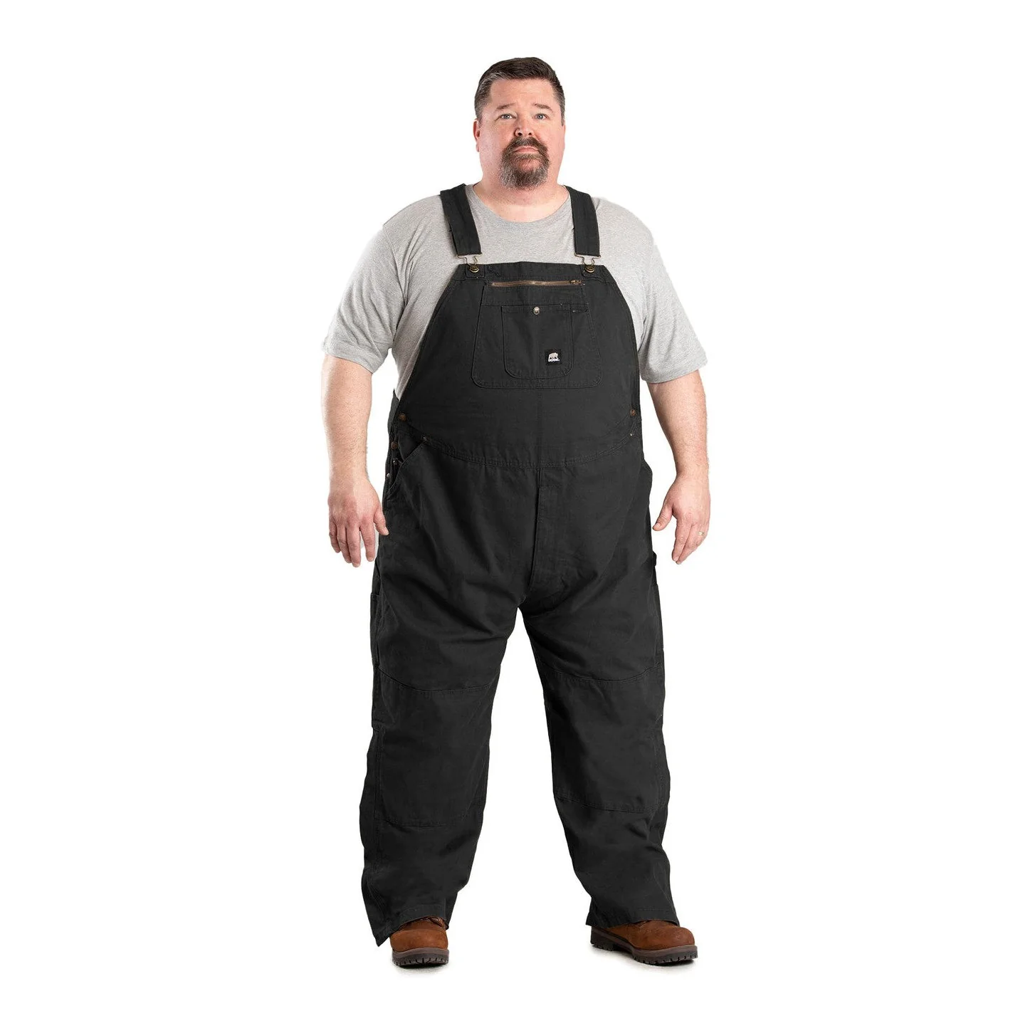 Berne Unlined Washed Duck Bib Overalls - Black - Image 2