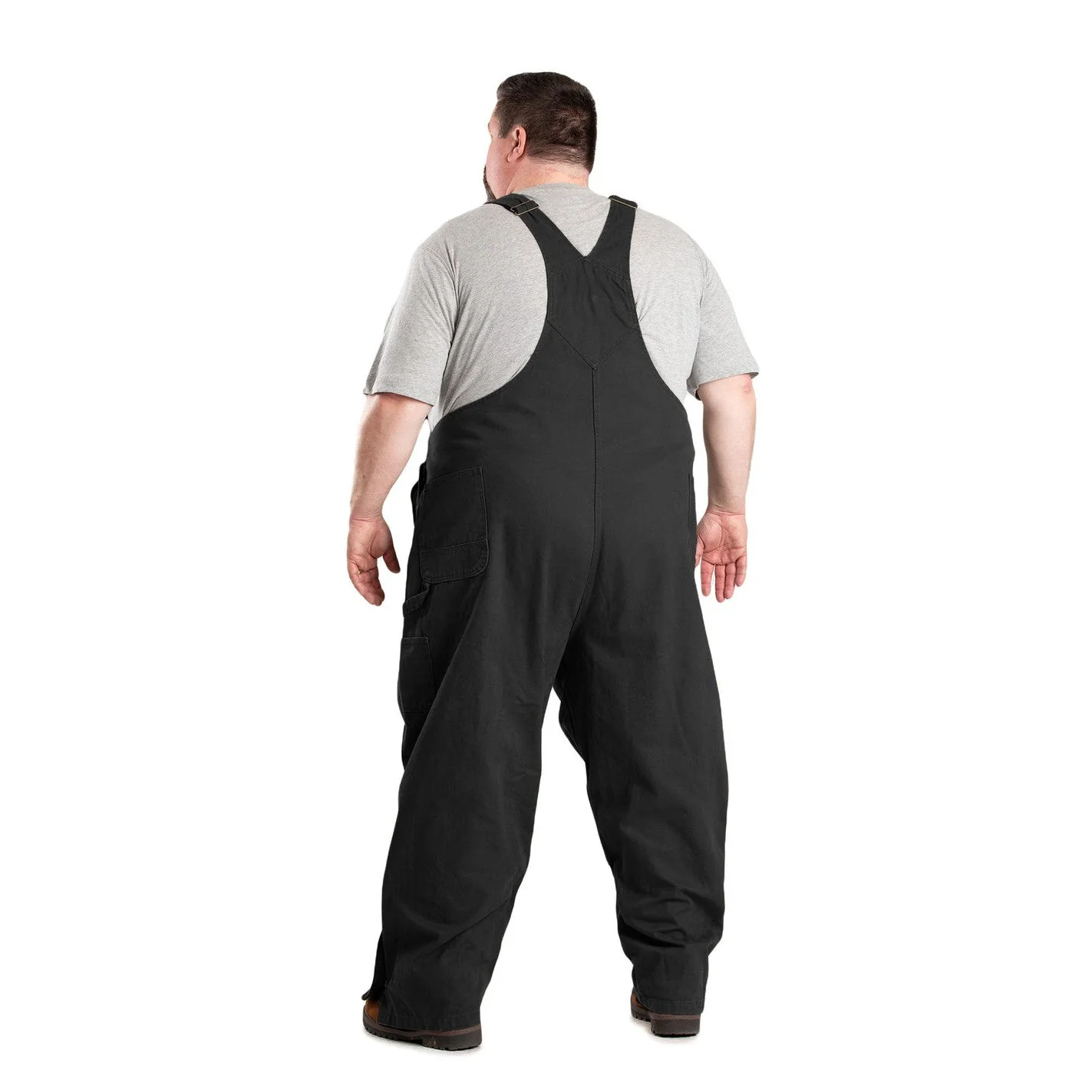 Berne Unlined Washed Duck Bib Overalls - Black - Image 3