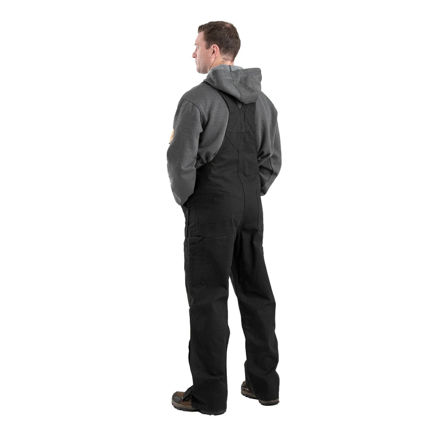 Berne Unlined Washed Duck Bib Overalls - Black - Image 4