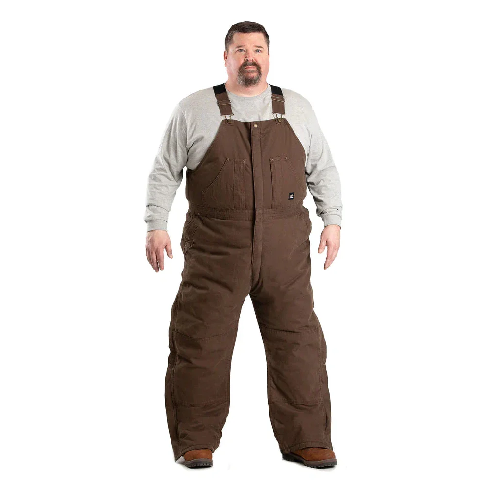 Berne Men's Original Washed Insulated Bib Overalls - Bark - Image 5