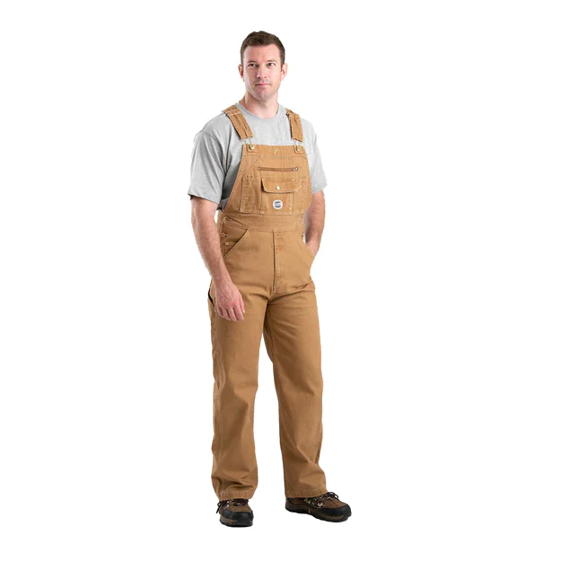 Berne Men's Vintage Washed Duck Bib Overalls - Brown Duck - Image 3