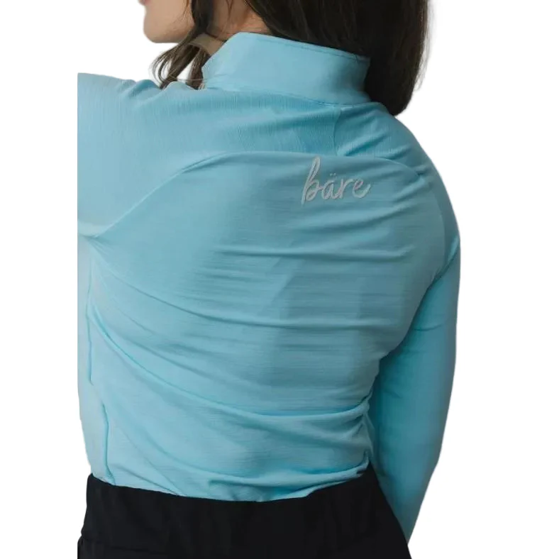 Bare Activewear Women's Long Sleeve 1/4 zip Shirt - Sky Blue - Image 3