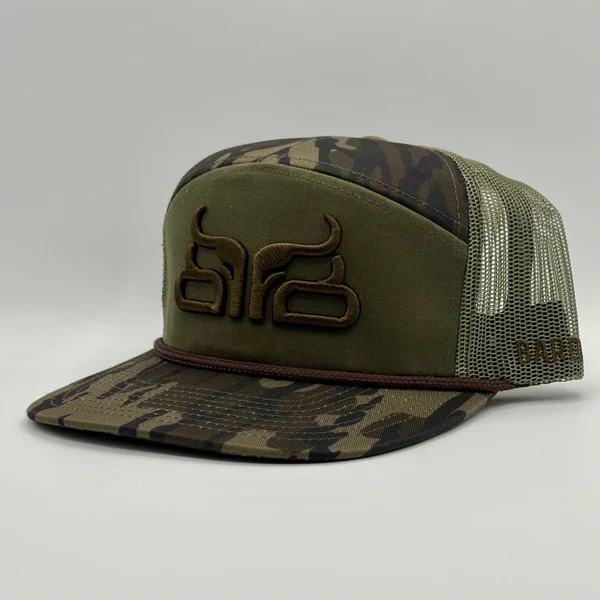 Baredown Brand Bottomland 7 Panel Cap Flat Brim - Camo