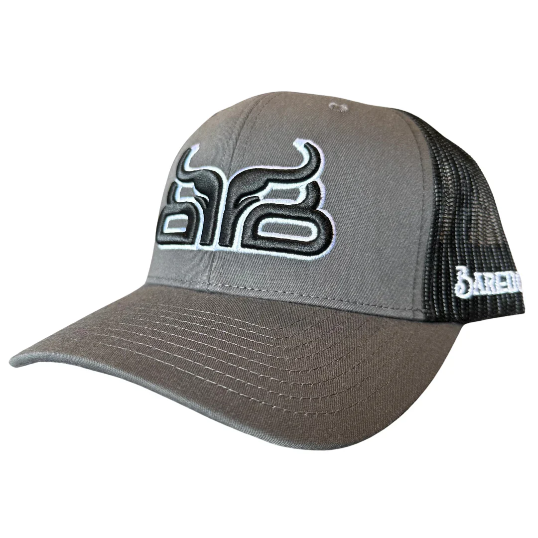Baredown Brand Brahman CURVED Bill Ball Cap - Grey/Black