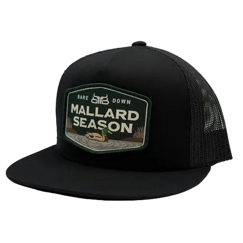 Baredown Brand Mallard Season Flat Bill Ball Cap - Green/Black - Image 2