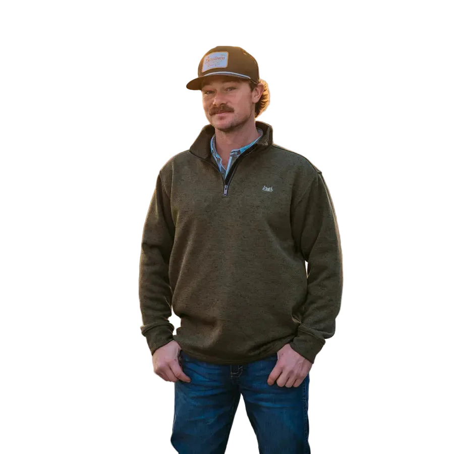 Baredown Brand Men's Peak Long Sleeve 1/4 Zip Pullover - Olive