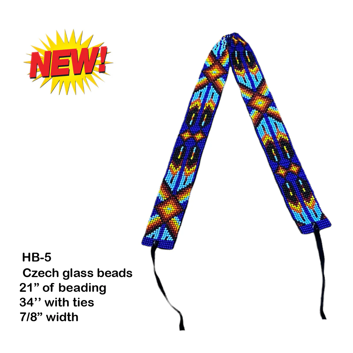 Western Fashion Czech Glass Beaded Hatbands w/Ties - Image 5