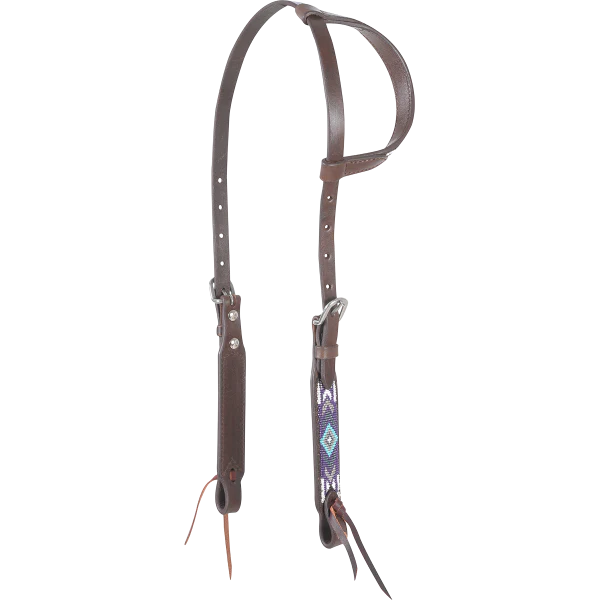 Cashel Beaded Slip Ear Headstall - Blue Green