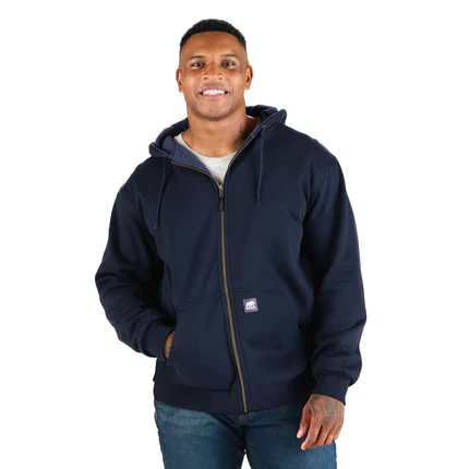 Berne Men's Heritage Grid Fleece Lined Full Zip Hooded Sweatshirt - Multiple Colours - Image 3