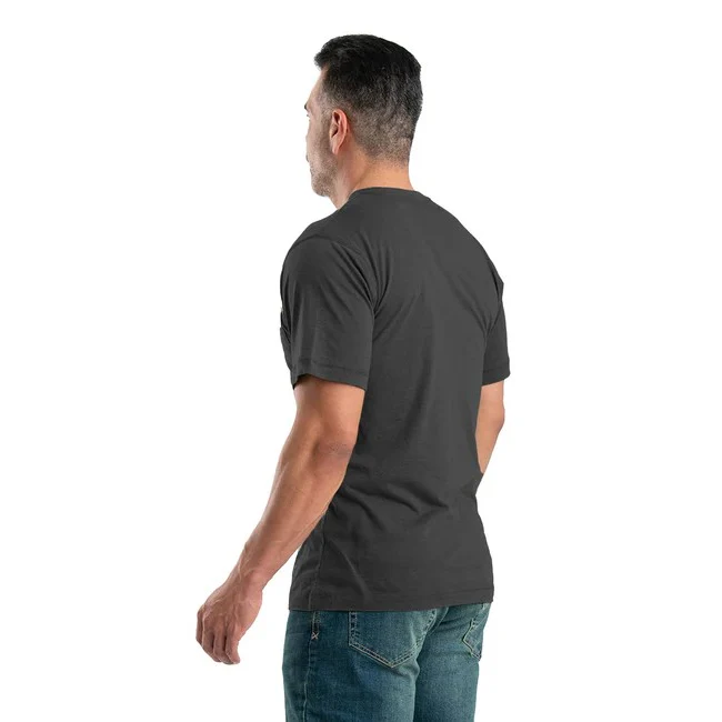 Berne Men's Performance Short Sleeve Pocket Tee - Black Heathered - Image 2