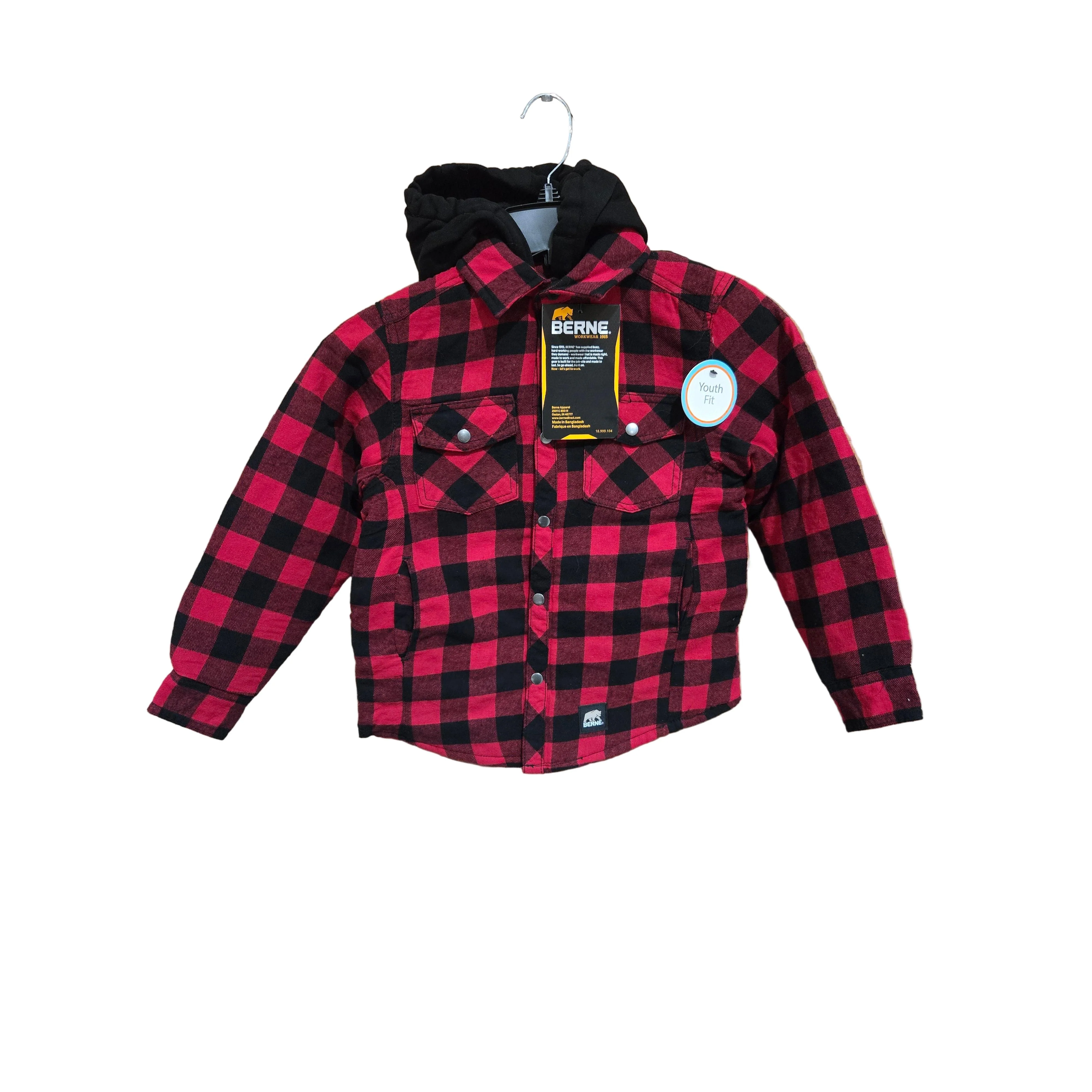 Berne Youth Hooded Flannel Shirt Jacket