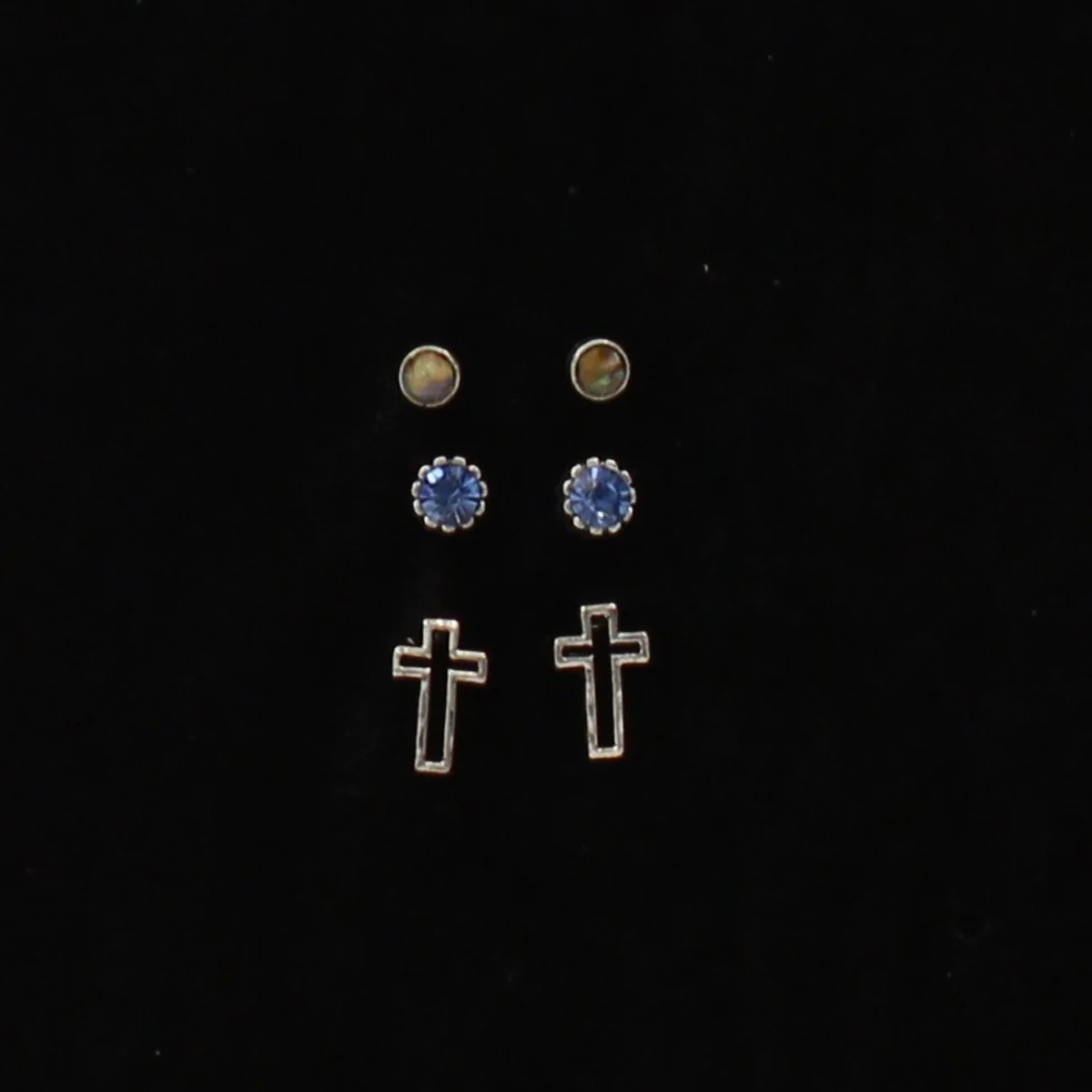 Blazin Rox Cross Stud Earring Set - Multicolor