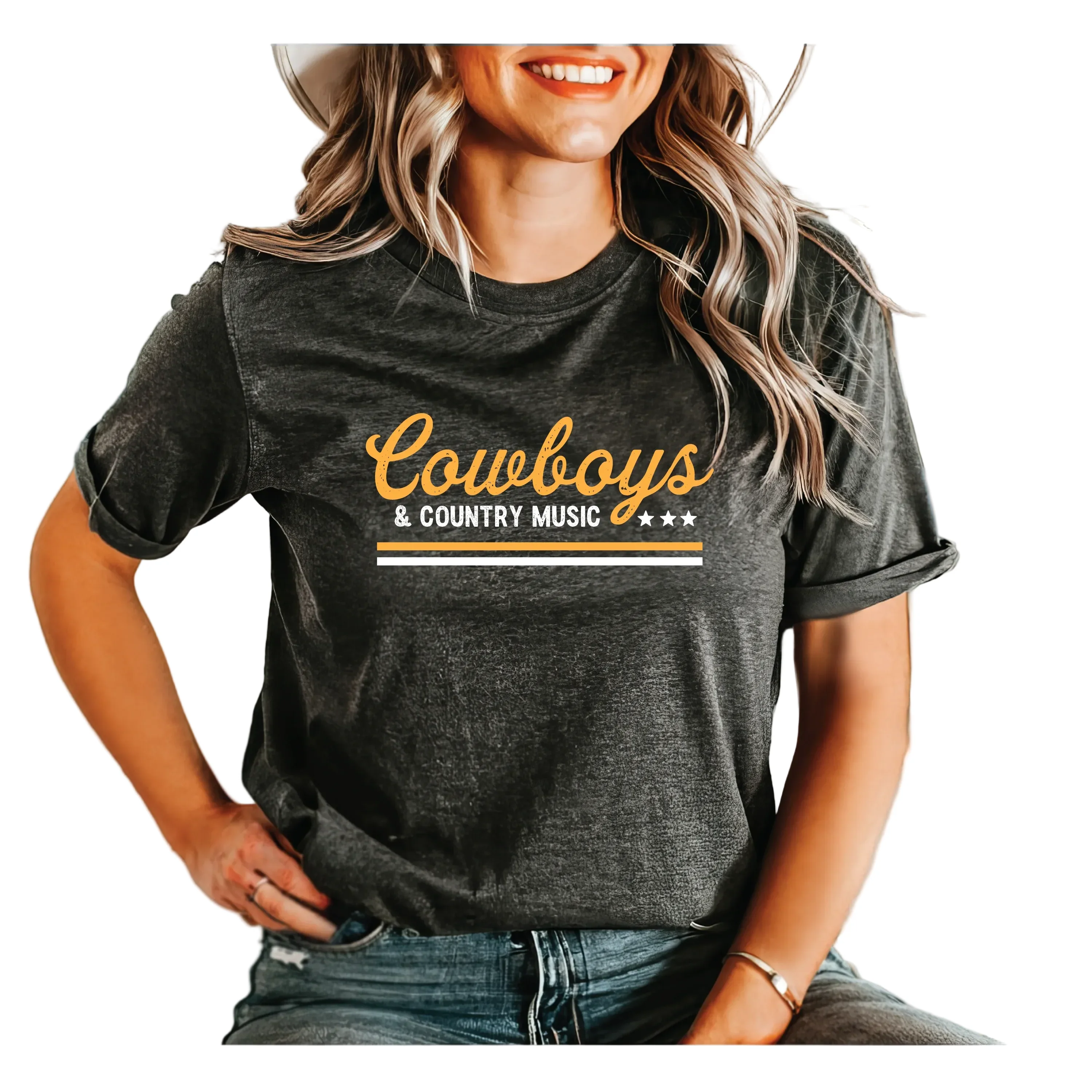 Blonde Ambition Women's Short Sleeve Cowboys & Country Music Tee Shirt- Multiple Colors