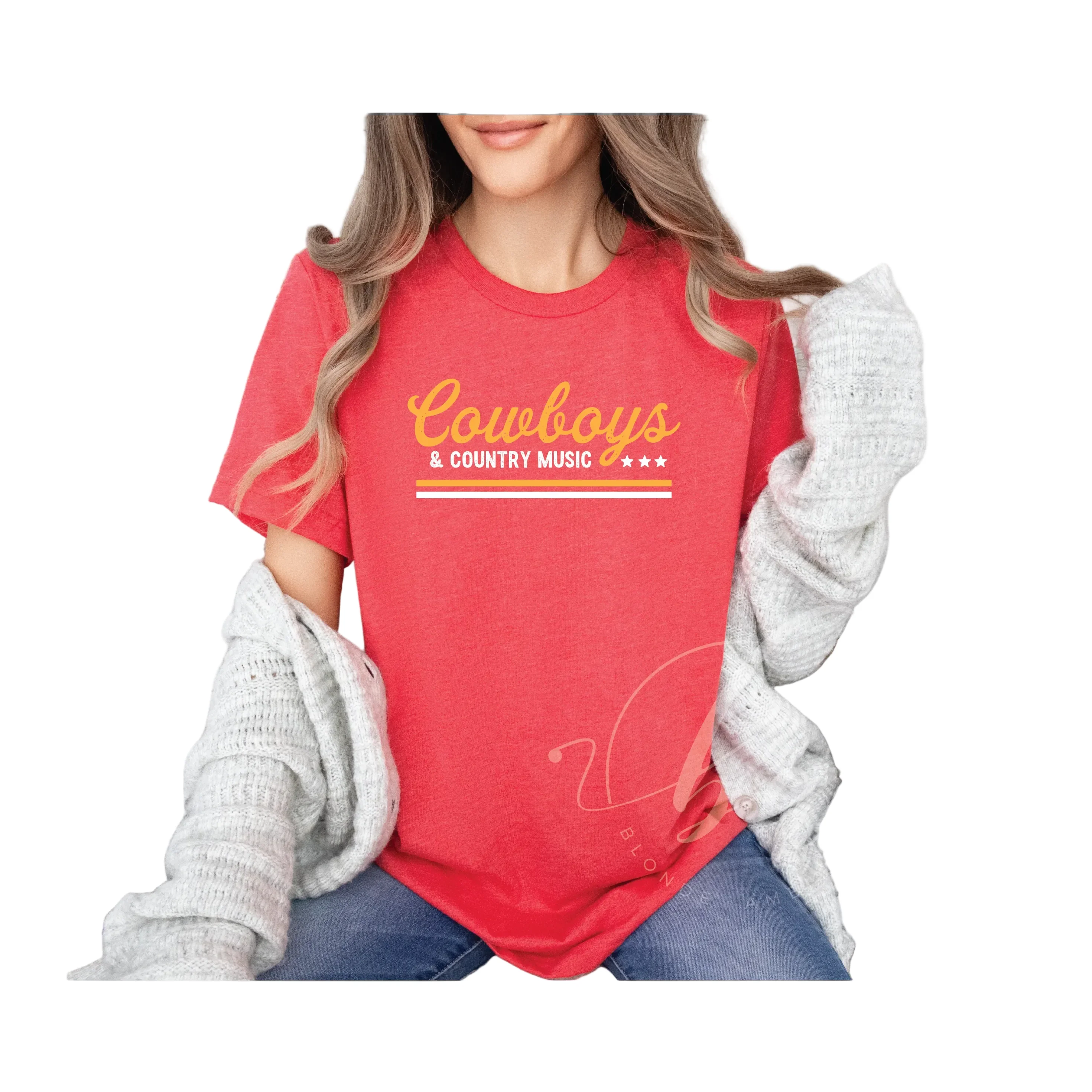 Blonde Ambition Women's Short Sleeve Cowboys & Country Music Tee Shirt- Multiple Colors - Image 2