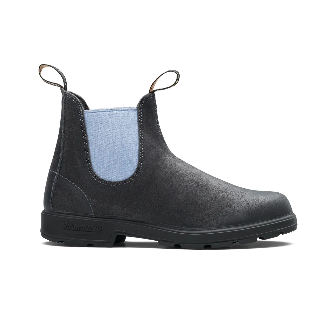 **Blundstone Unisex #2209 Original Boots - Steel Grey Waxy Suede w/Pale Denim Elastic - Image 3