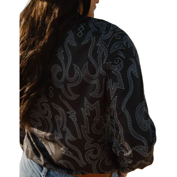 Boot Scootin Women's Long Sleeve Shirt- Black - Image 4