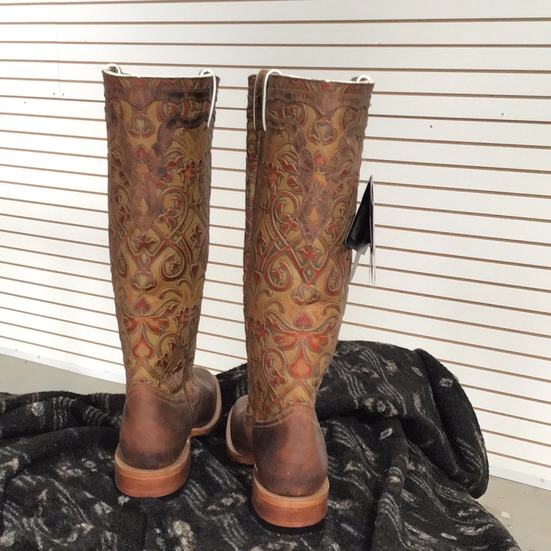 Boulet Women's Wide Square Toe Western Boots - Navajo Honey/Jokey Brandy - Image 2
