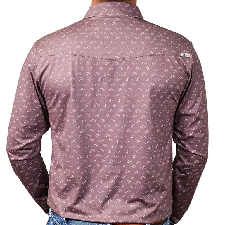 Brand Cowboy Men's The Desperado Long Sleeve Cowboy Hat Pattern Shirt - Brown - Image 2