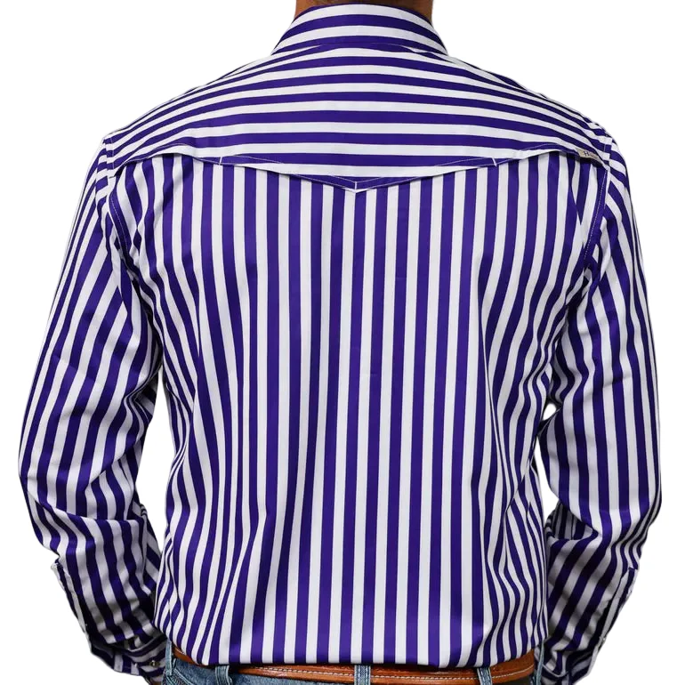 Brand Cowboy Men's The Striped Stan Long Sleeve Shirt - Purple/White - Image 2