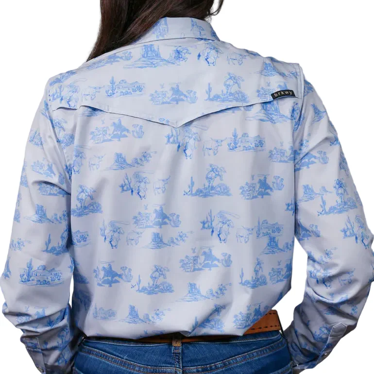 Brand Cowboy Women's The Canyon Claire Long Sleeve Shirt - White/Light Blue - Image 2