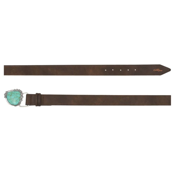 Catchfly Women's Brown Belt with Faux Turquoise Buckle