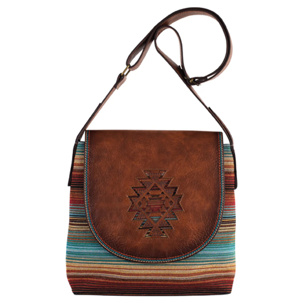 Catchfly Women's Crossbody with Aztec & Southwestern Stripes Bag - Brown