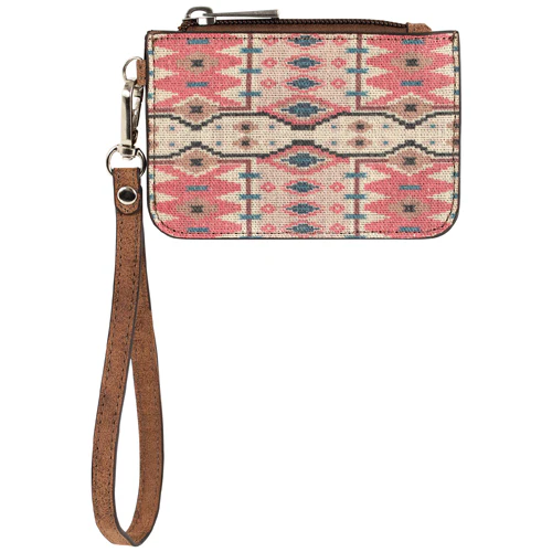 Catchfly Women's Mini Canvas Coral Southwest Design Wallet