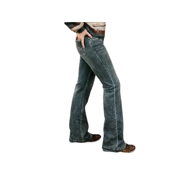 Cowgirl Couture Women's Signature Mid Rise Trouser Jeans - Medium Wash