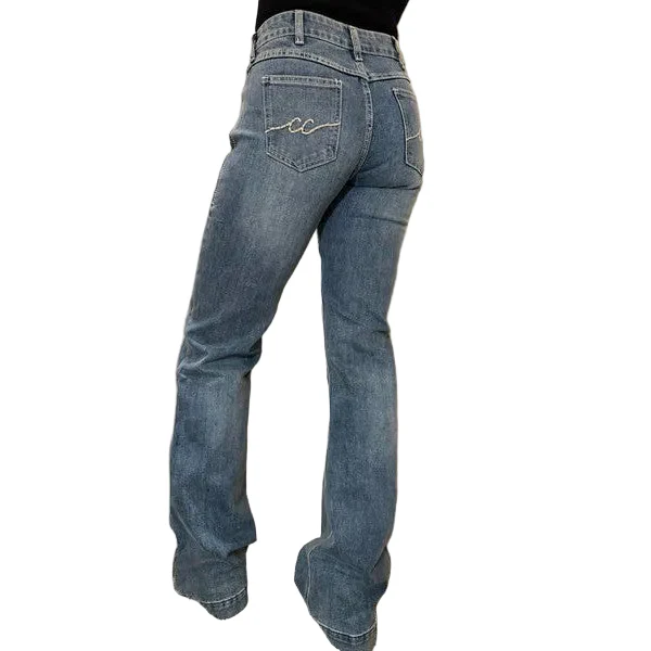 Cowgirl Couture Women's Signature Mid Rise Trouser Jeans - Medium Wash - Image 3