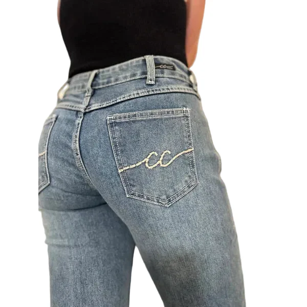Cowgirl Couture Women's Signature Mid Rise Trouser Jeans - Medium Wash - Image 4