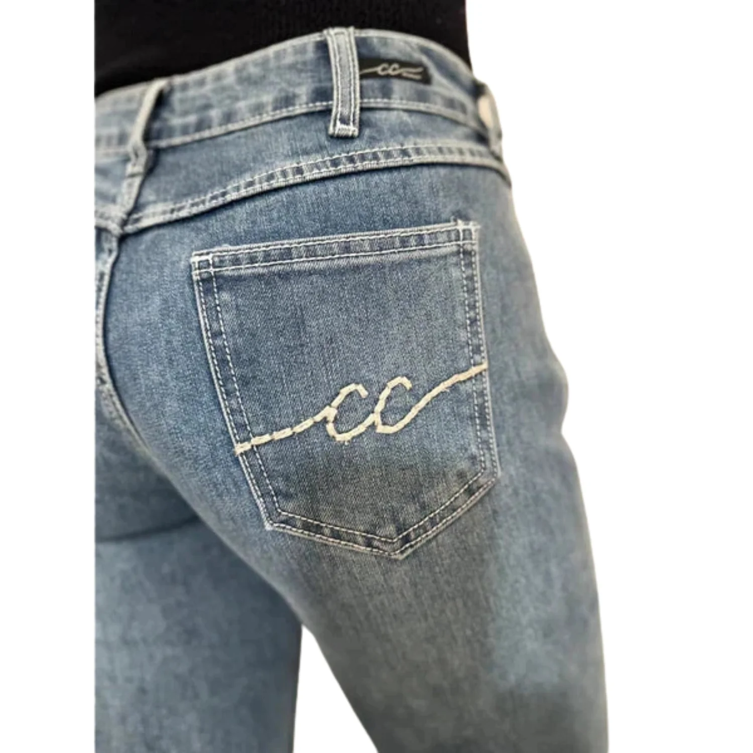 Cowgirl Couture Women's Signature Mid Rise Trouser Jeans - Medium Wash - Image 5