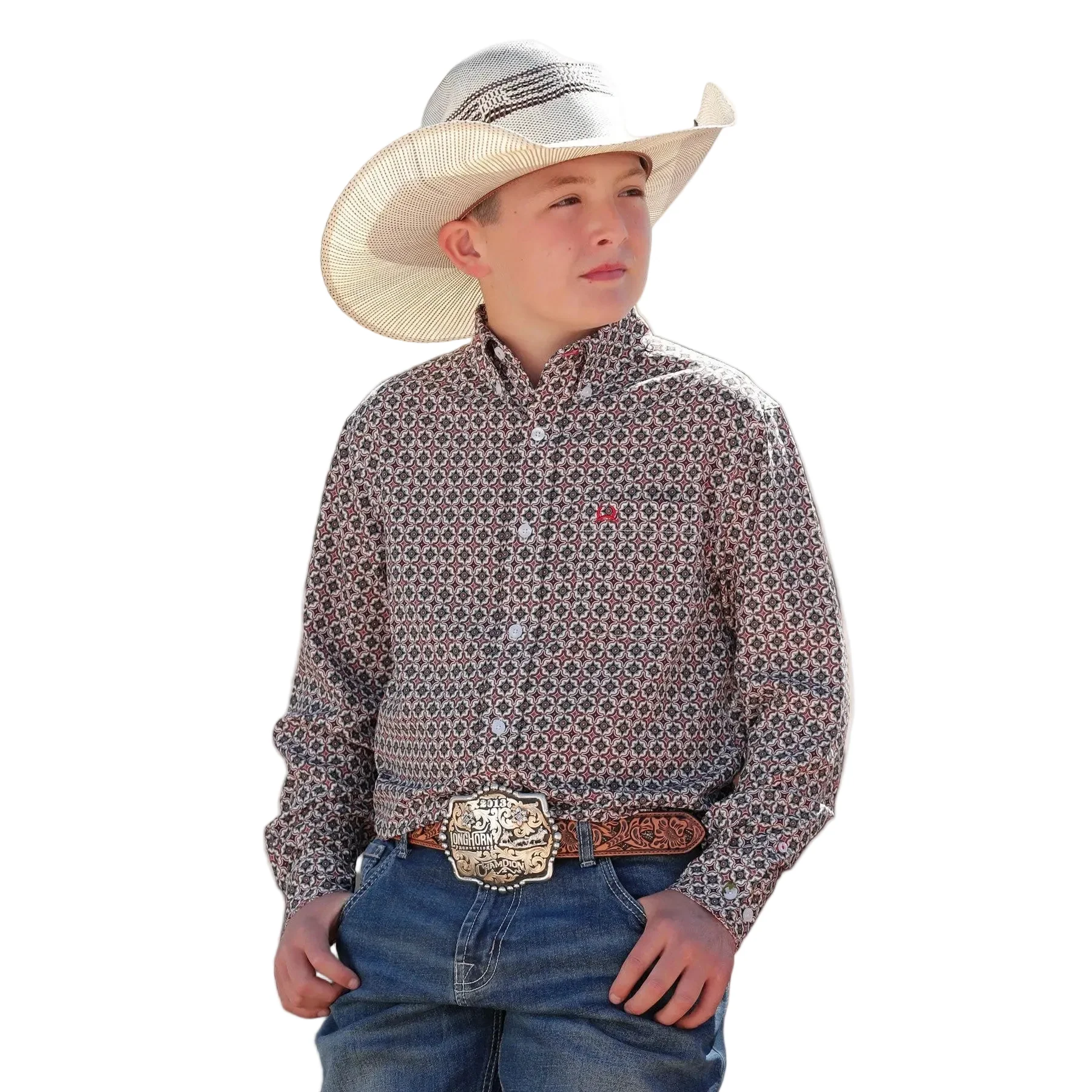 Cinch Boy's Arenaflex Print Button-Down Shirt - Multi