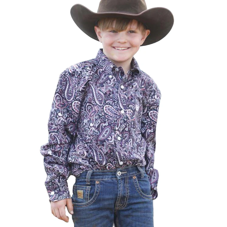 Cinch Boys Long Sleeve Paisley Western Shirt - Multi