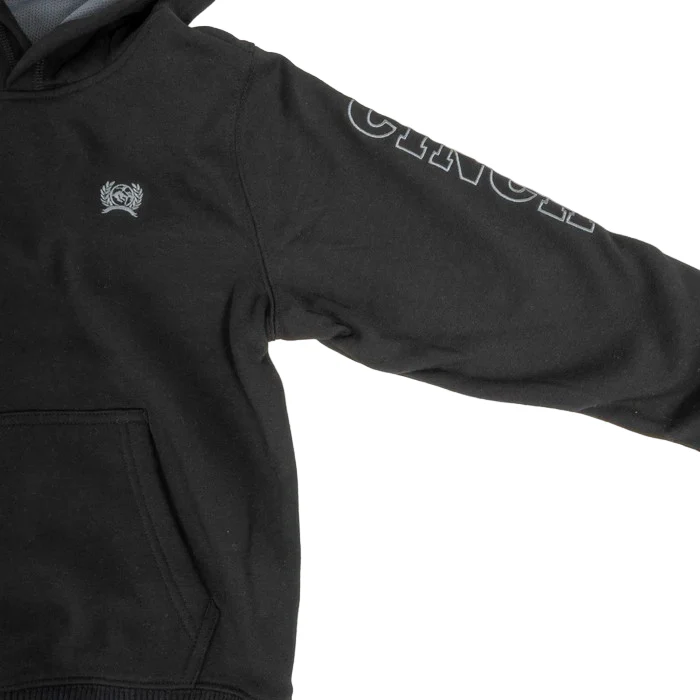 Cinch Boy's Long Sleeve Pullover Hoodie - Black - Image 3