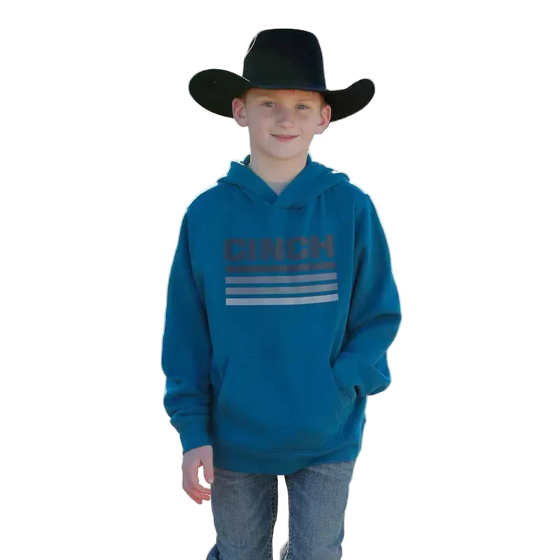 Cinch Boy's Long Sleeve Pullover Hoodie - Teal
