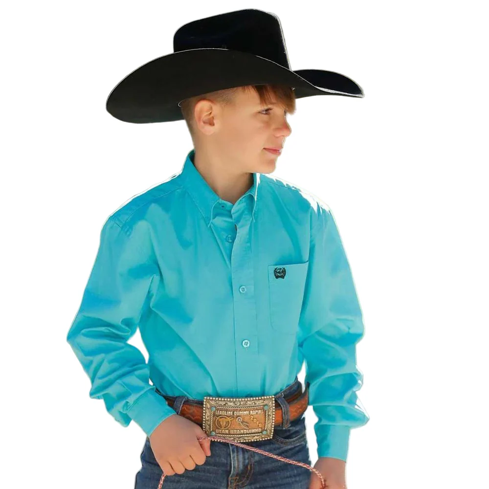 Cinch Boys Long Sleeve Shirt - Turquoise