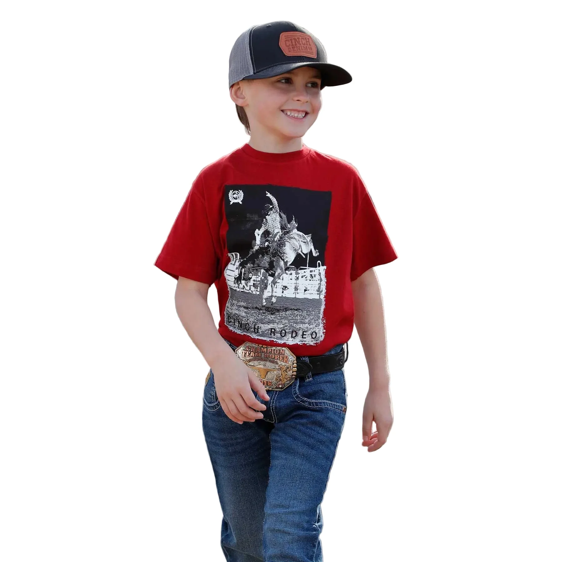 Cinch Boy's Short Sleeve Graphic  Tee Shirt - Burgundy