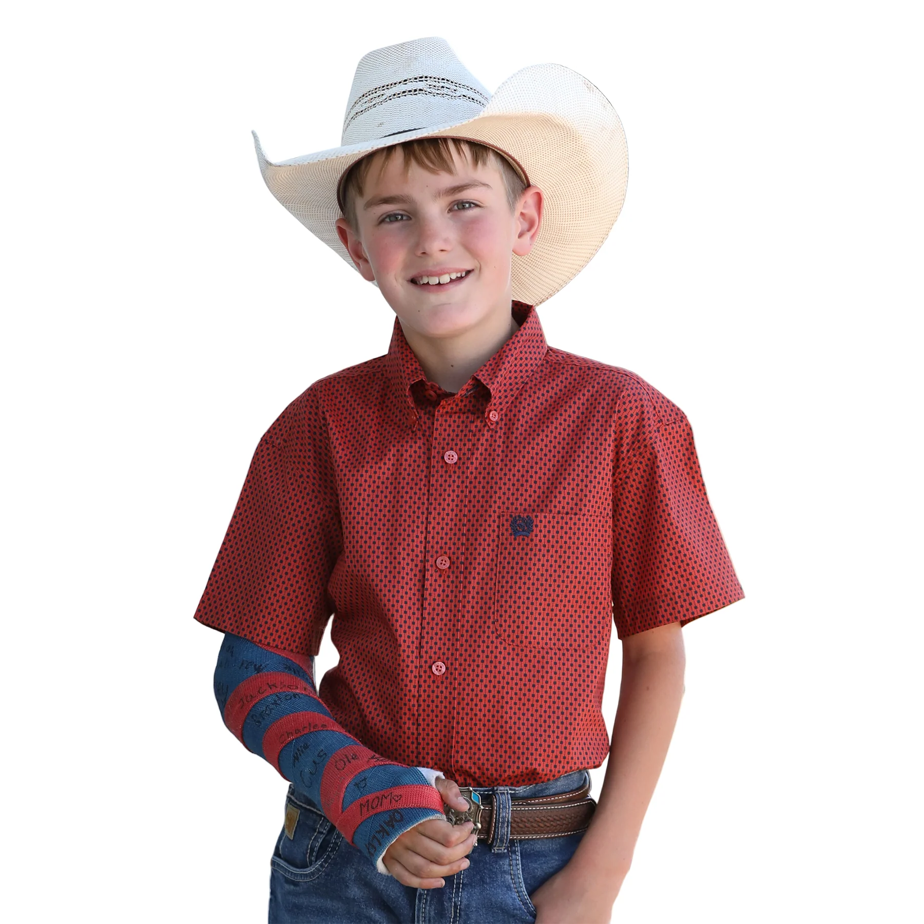 Cinch Boys Short Sleeve Shirt - Red