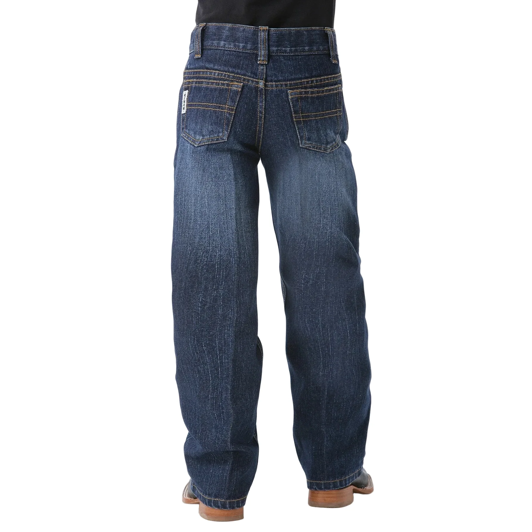 Cinch Boy's White Label Relaxed Straight Jeans - Dark Stonewash - Image 2