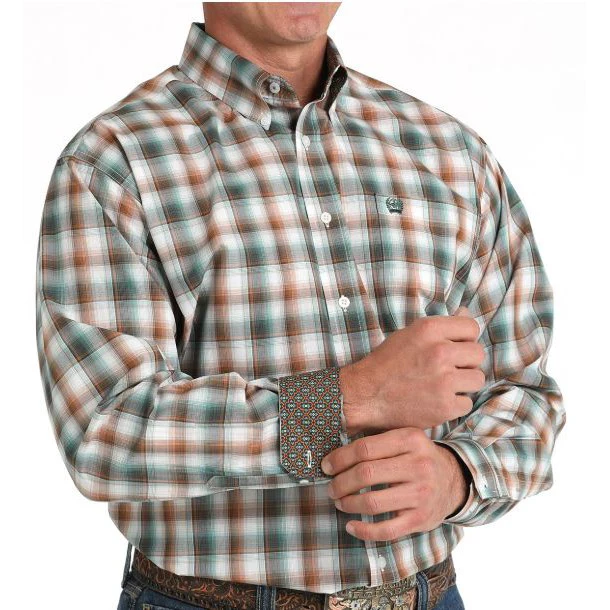 Cinch Classic Fit Long Sleeve Men's Cotton Plaid Shirt - White - Image 2
